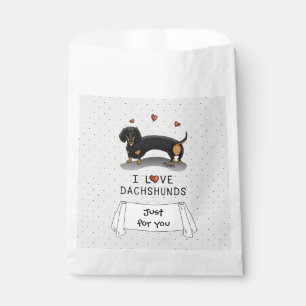 I Love Dachshunds (black and tan) Cute dog Favour Bags