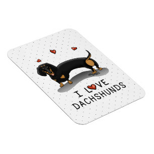 I Love Dachshunds (black and tan) Cute dog Magnet