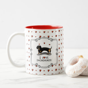 I Love Dachshunds (black and tan) Cute dog Two-Tone Coffee Mug