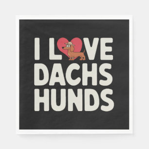 I Love Dachshunds Cute Cartoon Napkin