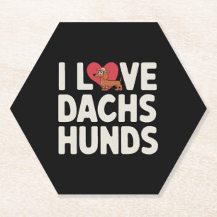 I Love Dachshunds Cute Cartoon Paper Coaster