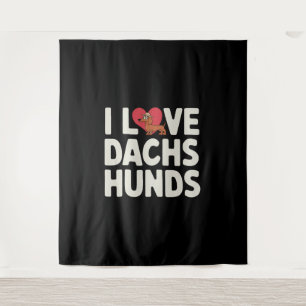 I Love Dachshunds Cute Cartoon Tapestry