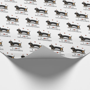 I Love Dachshunds Dachsies (black and tan) Cute Wrapping Paper