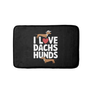 I Love Dachshunds Fun Graphic for Dog Lovers Bath Mat