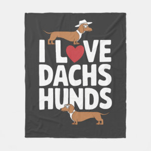 I Love Dachshunds Fun Graphic for Dog Lovers Fleece Blanket