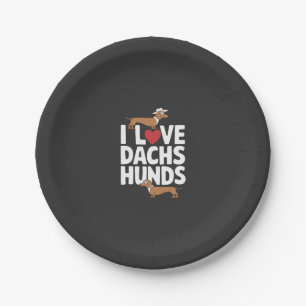 I Love Dachshunds Fun Graphic for Dog Lovers Paper Plate