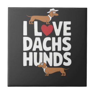 I Love Dachshunds Fun Graphic for Dog Lovers Tile