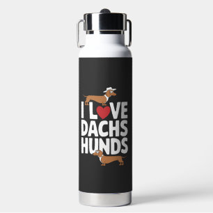 I Love Dachshunds Fun Graphic for Dog Lovers Water Bottle