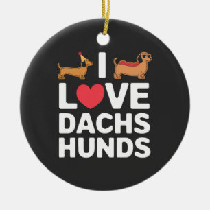 I Love Dachshunds Fun Illustration with Cool Ceramic Tree Decoration