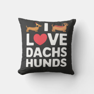 I Love Dachshunds Fun Illustration with Cool Cushion