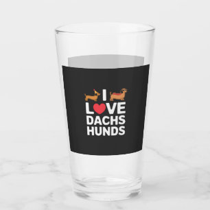 I Love Dachshunds Fun Illustration with Cool Glass