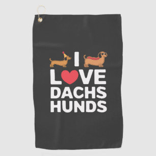 I Love Dachshunds Fun Illustration with Cool Golf Towel