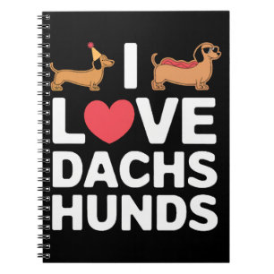 I Love Dachshunds Fun Illustration with Cool Notebook