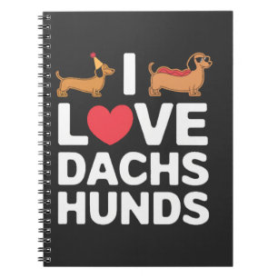 I Love Dachshunds Fun Illustration with Cool Notebook