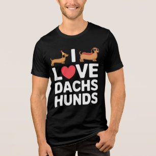 I Love Dachshunds Fun Illustration with Cool Tri-Blend Shirt