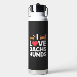 I Love Dachshunds Fun Illustration with Cool Water Bottle