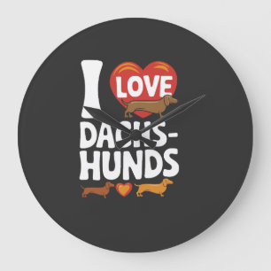 I Love Dachshunds Heartwarming Pet Lovers Design Large Clock