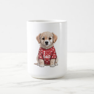 I Love Dad Cute Puppy Dog with Paw Prints Coffee Mug