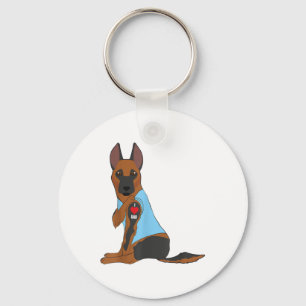 I Love Dad - Dog Heart Tattoo Belgian Malinois She Key Ring