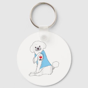 I Love Dad - Dog Heart Tattoo Poodle _1 Key Ring