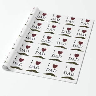 I Love Dad Moustache Wrapping Paper