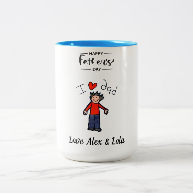 " I Love Dad" mug with child's name. (Center)