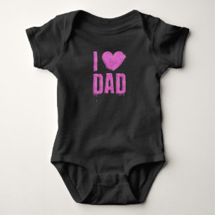 I Love Dad Pink Glitter Typography   Bodysuit