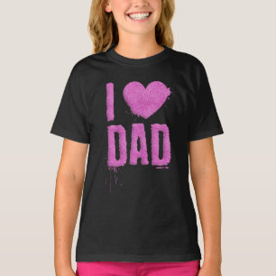I Love Dad Pink Glitter Typography   Shirt