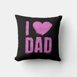 I Love Dad Pink Glitter Typography   Throw Pillow