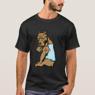 I Love Dad Pitbull Dog I Love Dad Tattoo T-Shirt