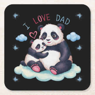 I Love Dad Square Paper Coaster
