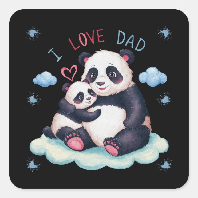 I Love Dad Square Sticker (Front)