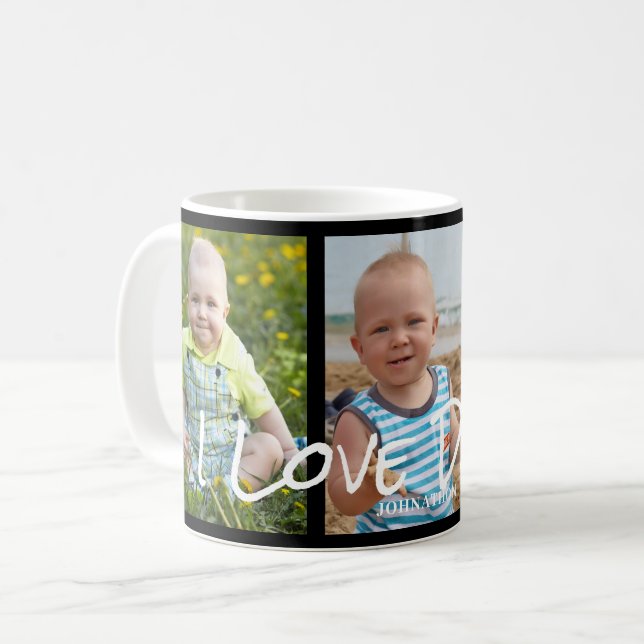 I Love Daddy 3 Photo Collage  Coffee Mug (Front Left)