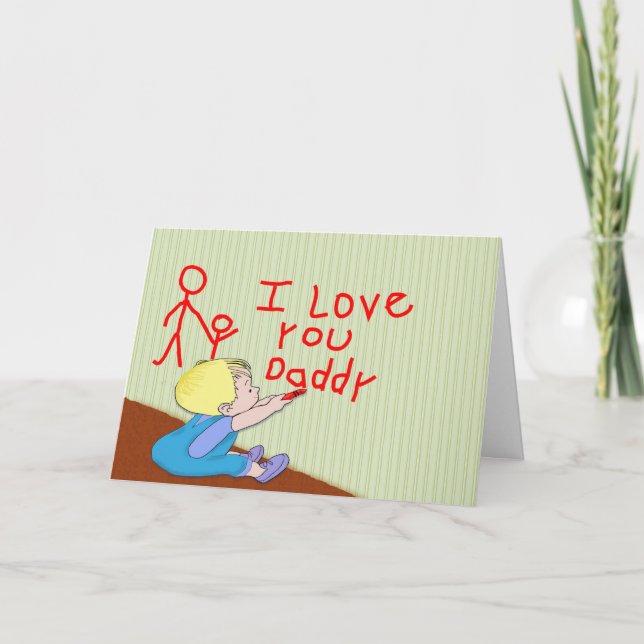 I Love Daddy baby boy Card (Front)