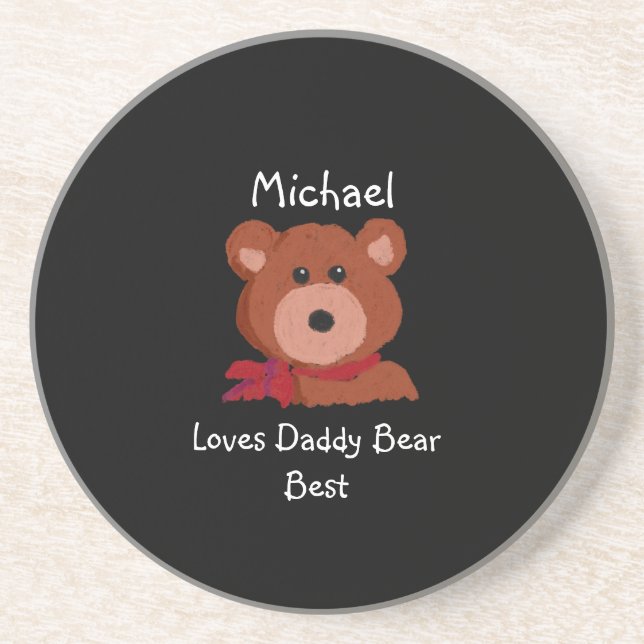 I  Love Daddy Bear Best Personalised Coaster (Front)