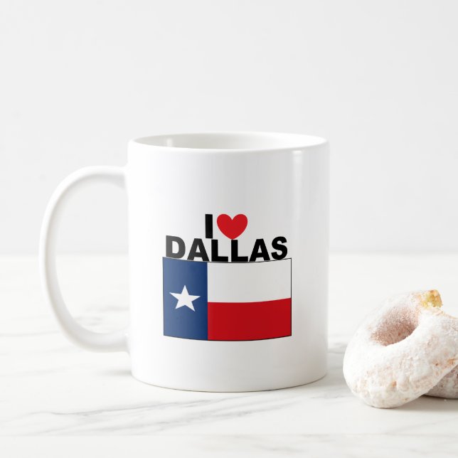 I Love Dallas, TX Coffee Mug (With Donut)