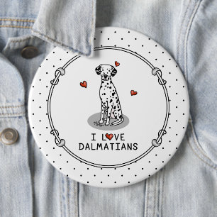 I Love Dalmatians (black 1) Hearts Cute 6 Cm Round Badge