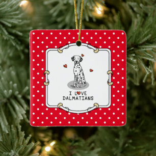 I Love Dalmatians (black 1) Hearts Cute Ceramic Ornament
