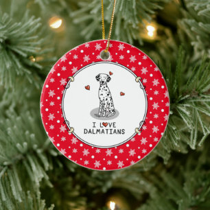 I Love Dalmatians (black 1) Hearts Cute Ceramic Tree Decoration