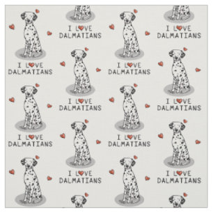 I Love Dalmatians (black 1) Hearts Cute Fabric