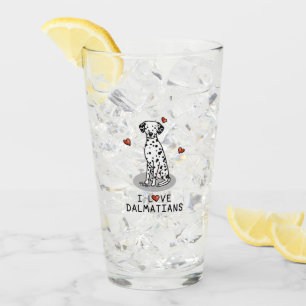 I Love Dalmatians (black 1) Hearts Cute Glass