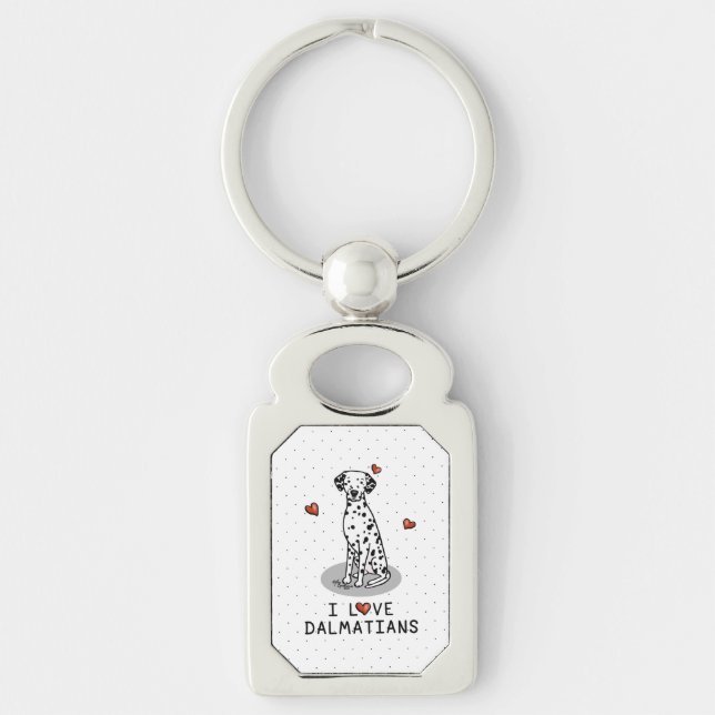 I Love Dalmatians (black 1) Hearts Cute Key Ring (Front)