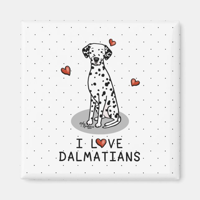 I Love Dalmatians (black 1) Hearts Cute Magnet (Front)