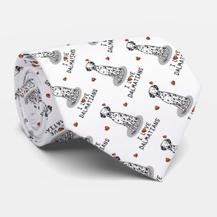 I Love Dalmatians (black 1) Hearts Cute Tie