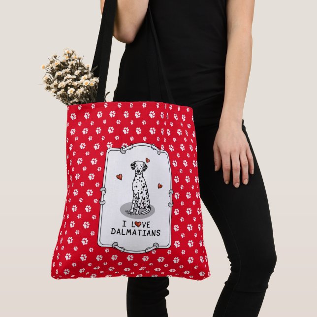 I Love Dalmatians (black 1) Hearts Cute Tote Bag (Close Up)