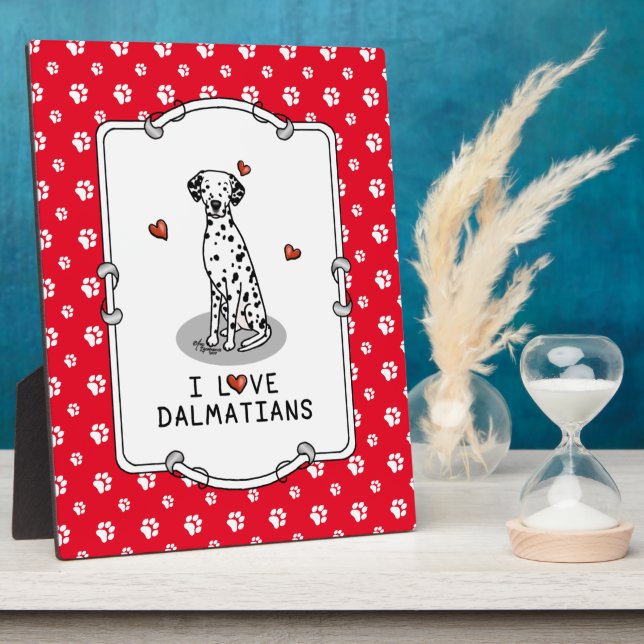 I Love Dalmatians (black 1) Hearts Fun Plaque (Side)