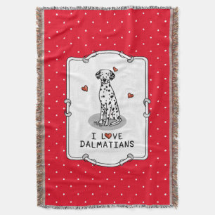 I Love Dalmatians (black 1) Hearts Fun Throw Blanket