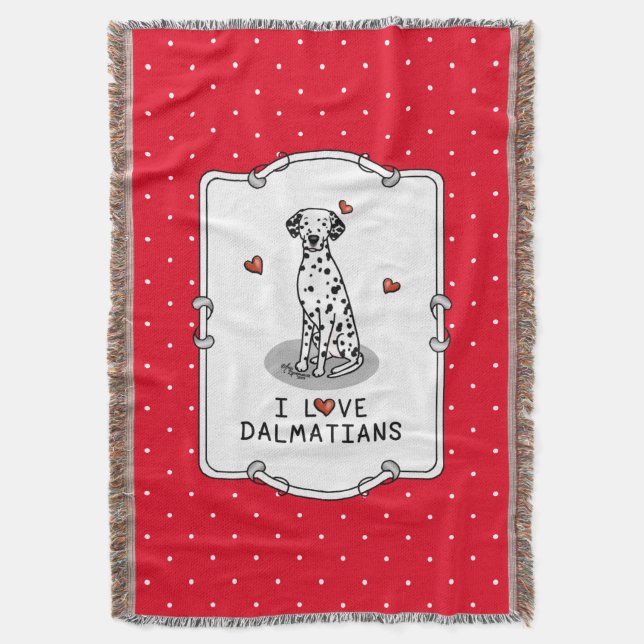 I Love Dalmatians (black 1) Hearts Fun Throw Blanket (Front Vertical)