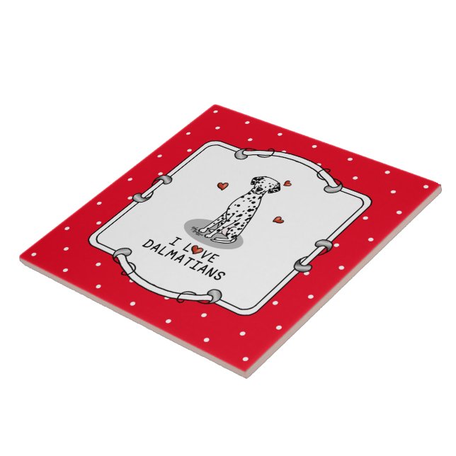 I Love Dalmatians (black 1) Hearts Fun Tile (Side)