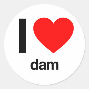 i love dam classic round sticker